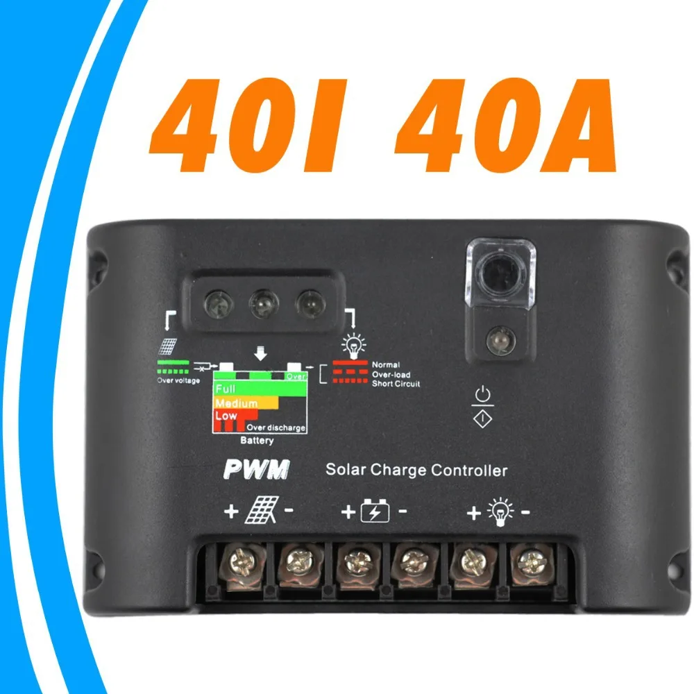 40A Solar Charge Controller 12V 24V solar panel battery charger