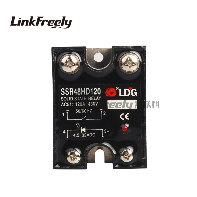 

SSR48HD120 120A input4-32VDC output 480V AC industrial Solid State Relay LED indication single phase AC SSR relay