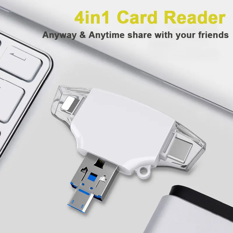 SD Card Reader Laptop Accessories microSD Cardreader 4 in 1 Adapter for Computer Memory Card Smart USB C Adaptador for iPhone (2)