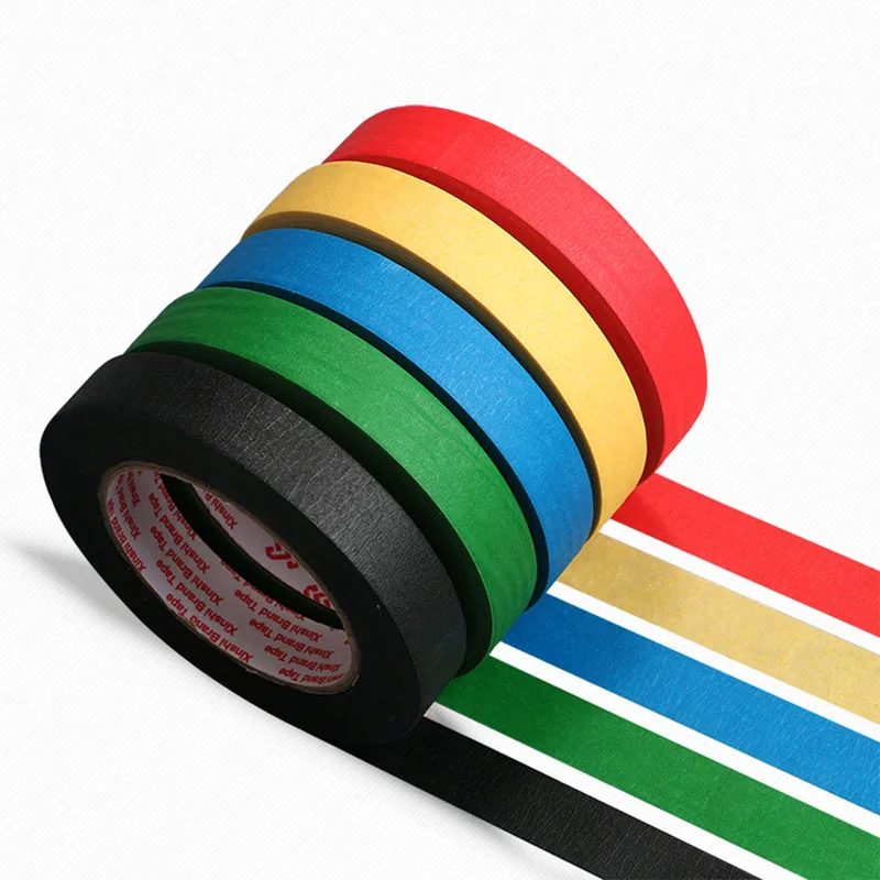 

50M colorful masking tape red black blue green yellow wrinkled paper tape