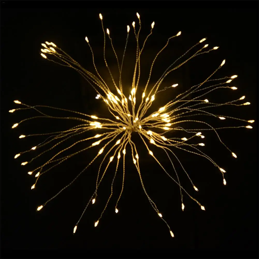 

8 Functions Remote Control Battery Box LED Explosion Fireworks Modeling Lamp Light LED Broom Copper Wire Timed Colorful Lantern