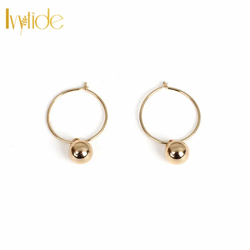 Lvytide 20 мм Золотое кольцо серьги-кольца с серьги из бисера для женщин ювелирные изделия в стиле минимализма женские ювелирные изделия