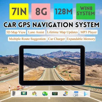 

New 7 Inch Touches Screen Car Truck GPS Navigation System Portable 8GB 128M HD 3D Map View, Lane Assist, Lifetime Map Updates