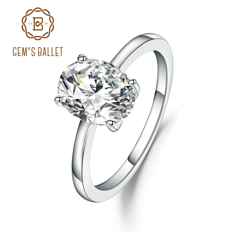 Gem's Ballet 2.79Ct овал, куб, цирконий обручальное кольцо, подлинный 925 пробы, серебряное кольцо для женщин, модное ювелирное изделие