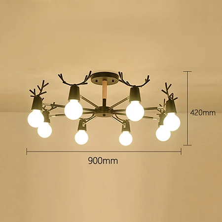 Скандинавский современный минималистичный E27 многоголовый рога люстра ресторан спальня кабинет металл/дерево абажур Люстра - Цвет корпуса: Black   8 lights