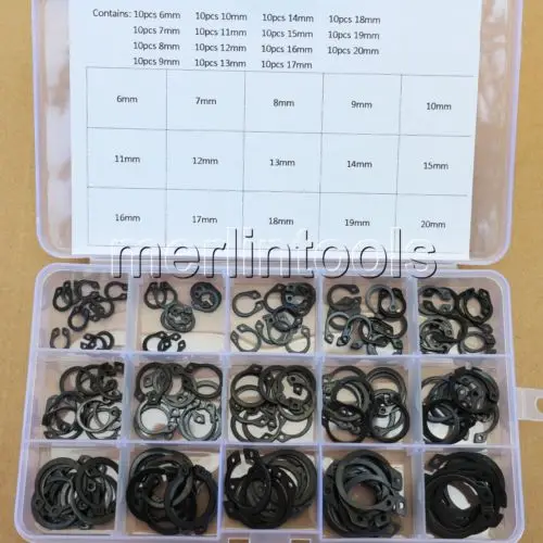 6mm 20mm Steel External Circlip Retaining Ring Snap Ring Assortment Kit