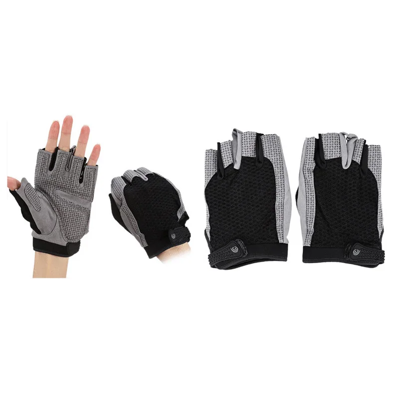 Профессиональные тонкие дышащие Нескользящие Перчатки для фитнеса на полпальца, летние велосипедные гантели, перчатки для занятий тяжелой атлетикой - Цвет: Черный