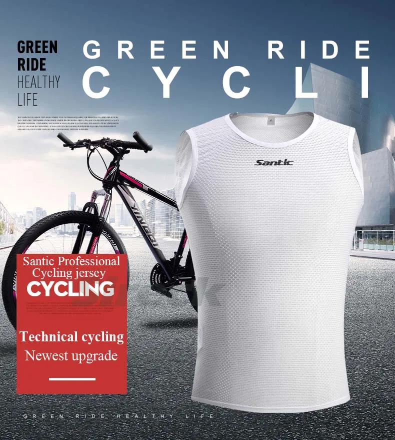 Santic Cycling Jersey Set Keep Dry Mesh Cycling Base Layer Sleeveless Bike Bicycle Underwear Cycling Clothing Set Ropa Ciclismo