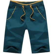 Большие размеры 4XL 5XL новые летние мужские шорты их чистого хлопка средней длины прямые тонкие мужские пляжные шорты в повседневном стиле однотонные мягкие мужские брендовые шорты