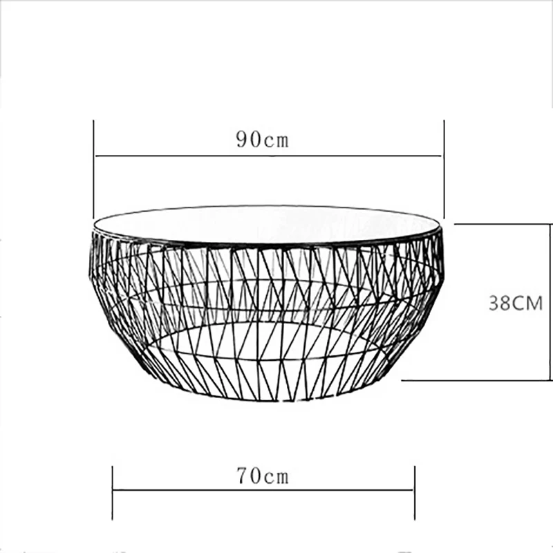 North European Living Room Creative Tea Table Modern Simple Tempered Glass Tea Table Round Metal Black Furnishing Decoration