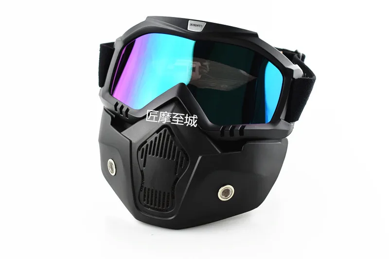 Горячая модульная маска Съемные очки и рот фильтр идеально подходит для открытого лица полушлем для мотоцикла или винтажные шлемы