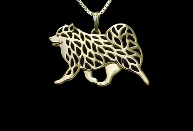 wholesale cartoon Finnish Lapphund movement necklace New Fashion dog jewelry golden colors plated 12pcs/lot