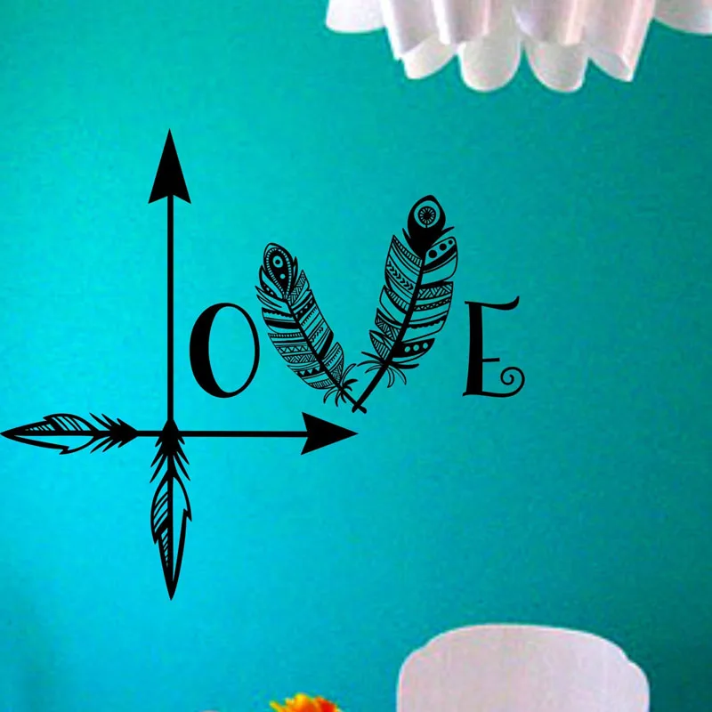 Zooyoo Arrow Feather Love Wall Sticker Art Murals Home Decor Living