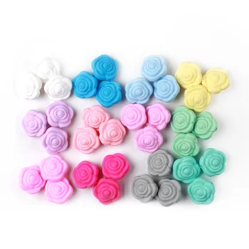 

20pc/set Rose Pearl Silicone Teething Beads Baby Chew Necklace Accessories Food Grade Silicone Baby Teether