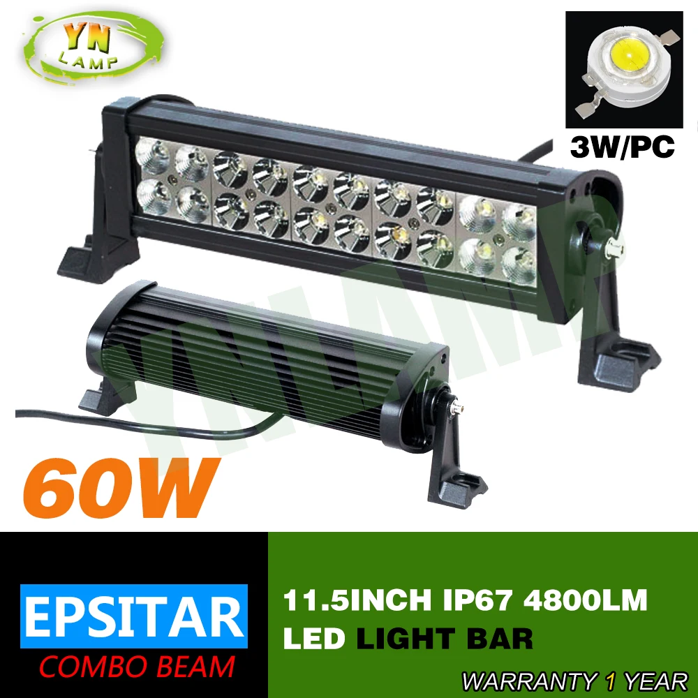 

11.5inch 60w  Epsitar Dual row Led Light Bar  Driving Offroad Light Spot/flood/combo 10V- 30V 4800LM for 4x4 ATV UTV TRUCK 4WD