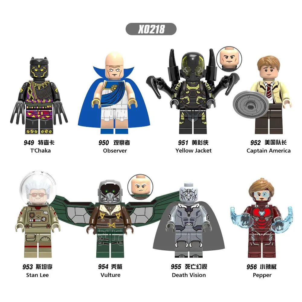 

X0218 AvengersING Marvel role compatible LegoINGls team leader Vulture Small pepper Phantom Collection child Building module toy