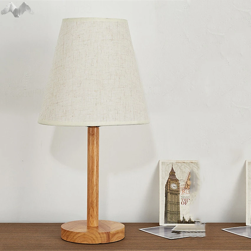 Jw_нордическая современная простая тканевая лампочка эдисона, настольные лампы, дерево, основание для гостиной, спальни, домашнего освещения, Декор