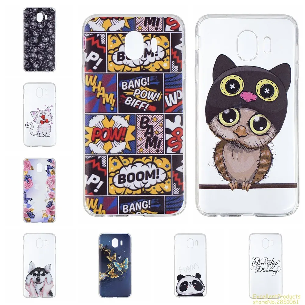 Силиконовый чехол для samsung J4 2018 fundas hoesje милый забавный мультфильм с рисунком