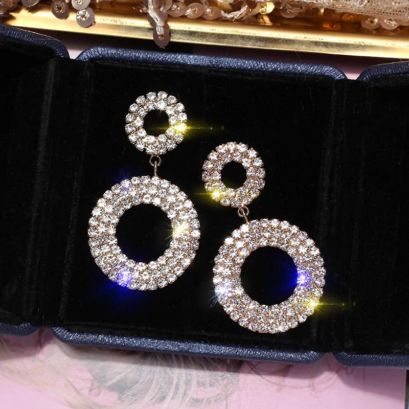 Дизайн креативные ювелирные изделия высококачественные элегантные Кристальные сережки Любовь Сердце геометрические золотые серьги свадебные серьги для женщин