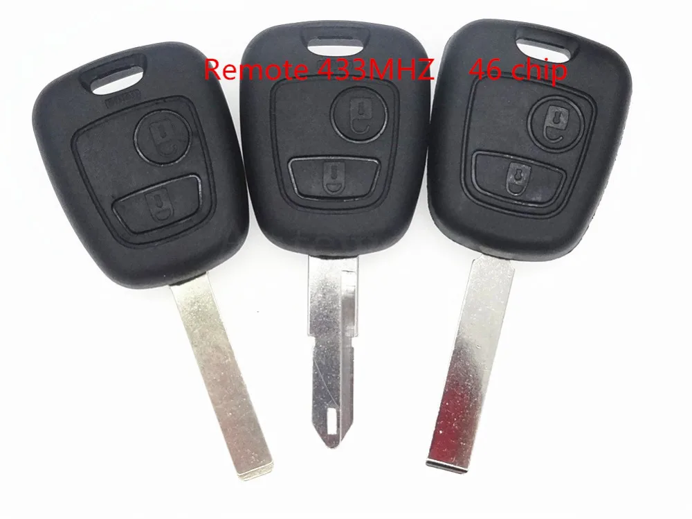 Buy 2 Buttons Remote Car Key For Peugeot 206 306 405 207 307 433MHz Transponder