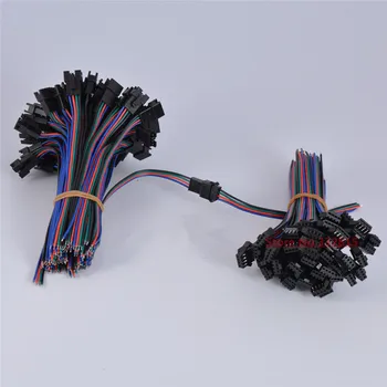 

Wholesale 50pcs 4 pin 10cm Male and Female RGB connector Wire Cable For 3528 5050 LED Strip Free shipping