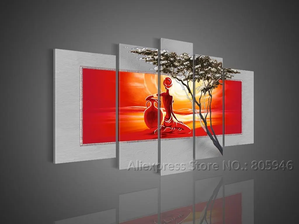 Hand painted Large African Art Modern Wall Decor Landscape Oil Painting