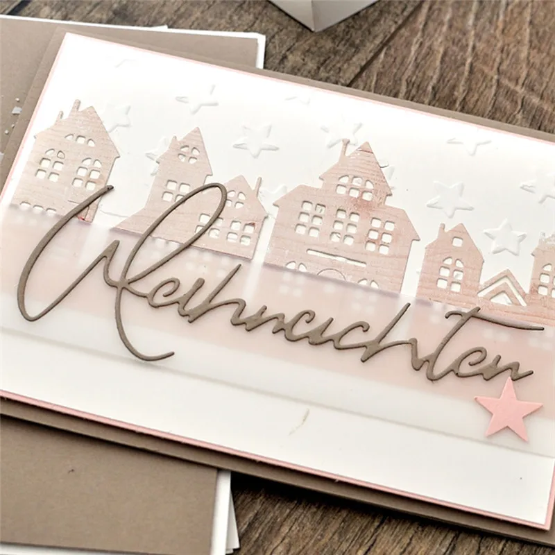 

YaMinSanNiO Houses Border Punch Building Dies Metal Cutting Dies Stencils for DIY Scrapbook Card Decorative Craft Embossing New