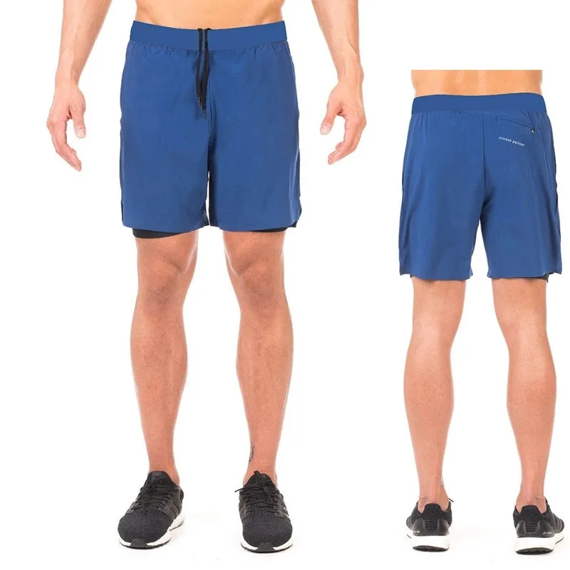 Новинка, мужские шорты для бега 2 в 1, спортивные мужские двухслойные быстросохнущие мужские шорты для пробежки, дышащий светильник для фитнеса