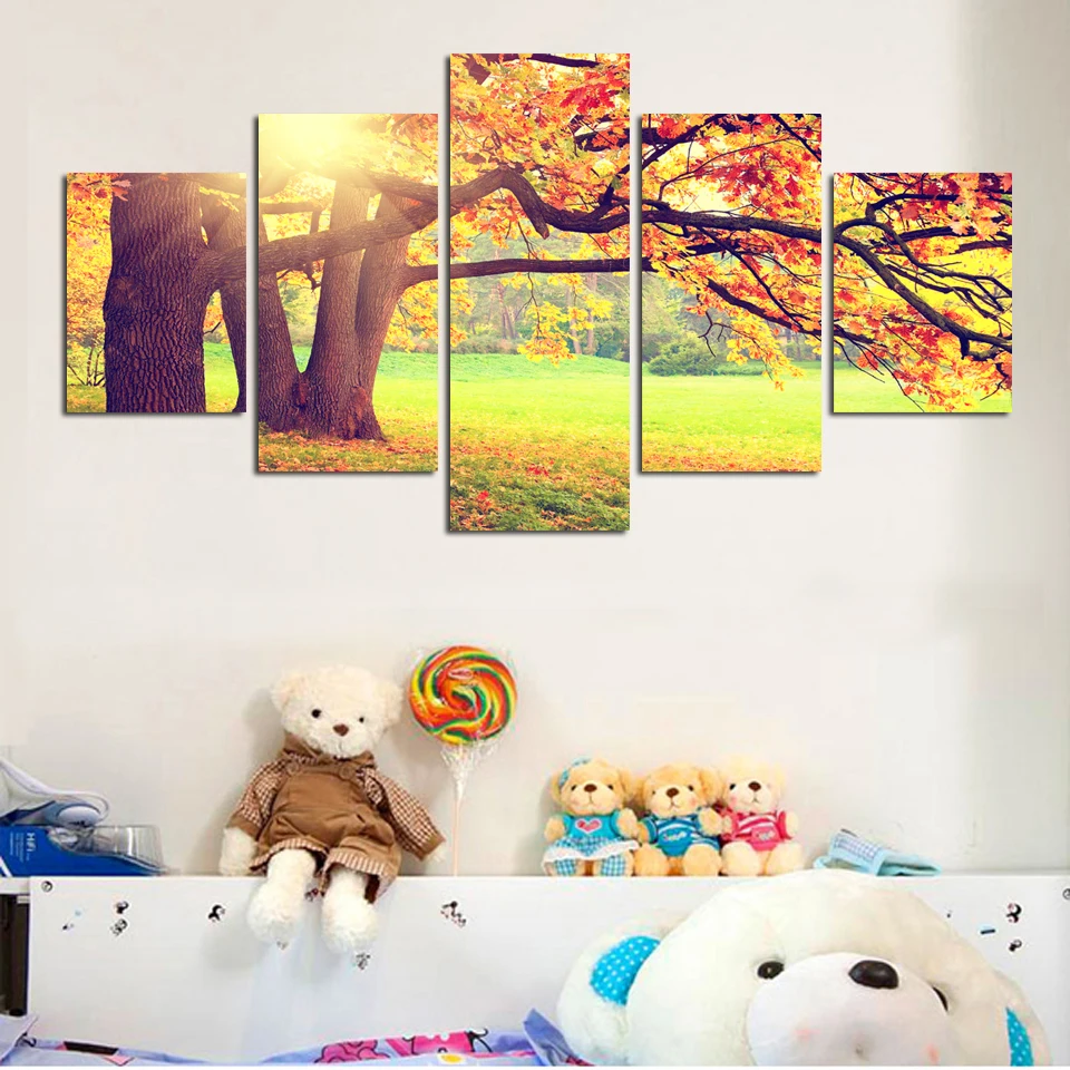 

falls down sun direct tree scenery print on canvas oil painting effect decorate art wall poster for kitchen sitting room FA170