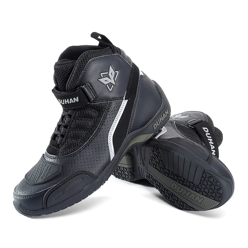 DUHAN/Мужские дышащие ботинки в байкерском стиле; кожаная обувь для мотокросса; ботинки для гонок по бездорожью; байкерские ботинки для езды на мотоцикле