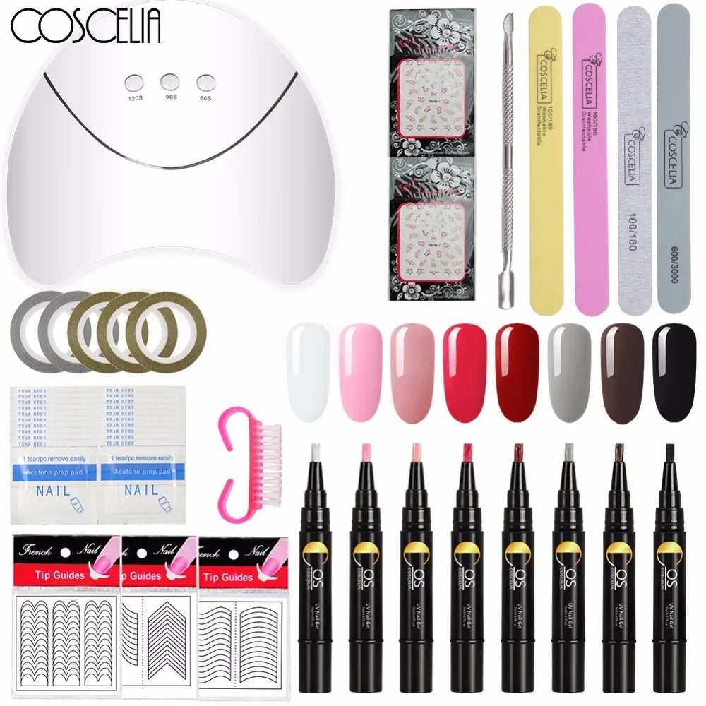 

Set for Manicure Tool 6/8 Color One Step Gel Nail Polish Kit Manicure Set With 36W Nail Lamp Electric Machine Nail Art Set