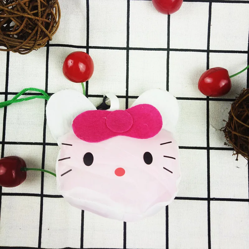 

Women Storage Bag Handbag Foldable Hello Kitty Shopping Bags Reusable Folding Grocery for Household Supermarket Fabric Pouch