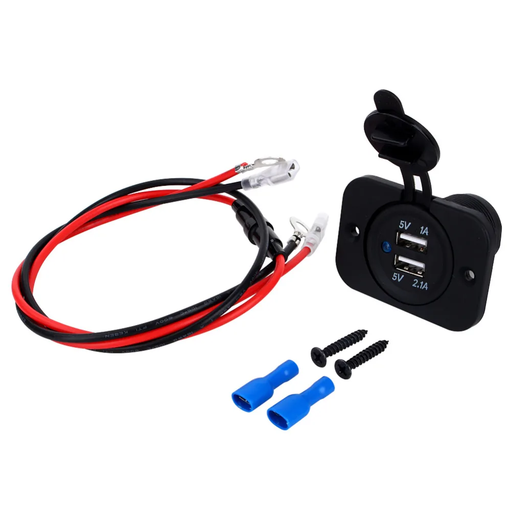 

Universal Double USB Interface Socket 12V Dual USB Car Charger Power Supply Outlet Splitter Charger Socket Lighter Mobile Phone