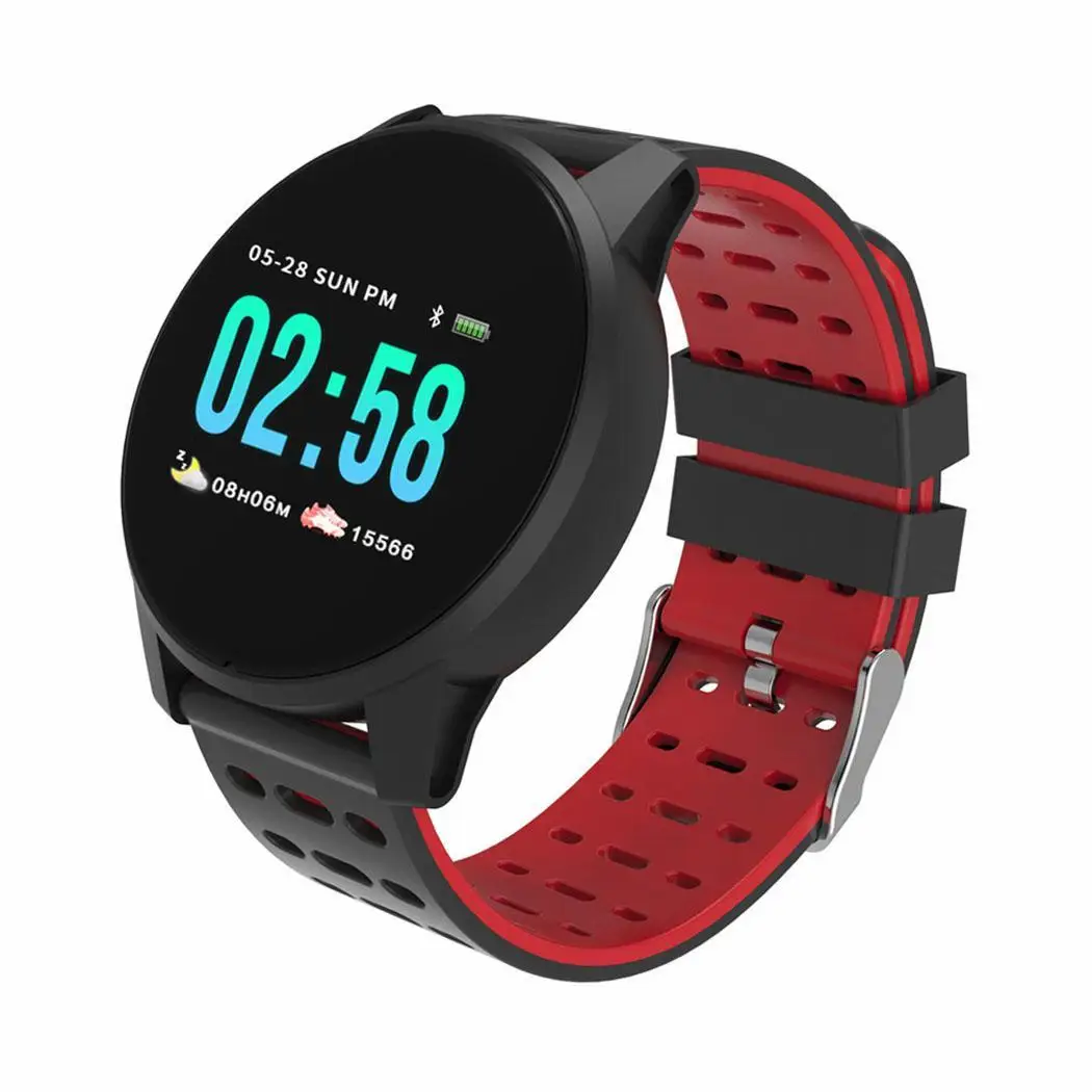 red W1 смарт-браслет, часы, браслет, цветной ЖК-дисплей, смарт-браслет, спортивный для Android/Ios, фитнес-трекер, браслет, часы для измерения артериального давления - Цвет: red