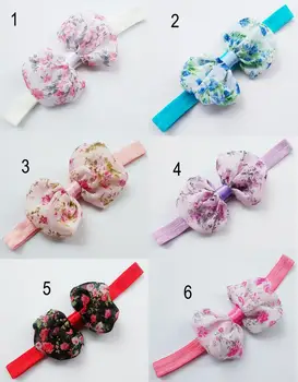 

4" Printed Flower Chiffon Baby Hair Bows Headband For Newborn, Infant Girls,kids Hair Accessories