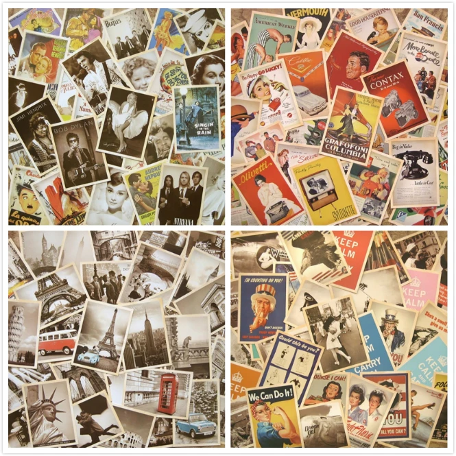 

32Pcs/Set Vintage World War Two Poster Movie Architecture Gift Postcard Birthday Greeting Card Self Made Photo Cards