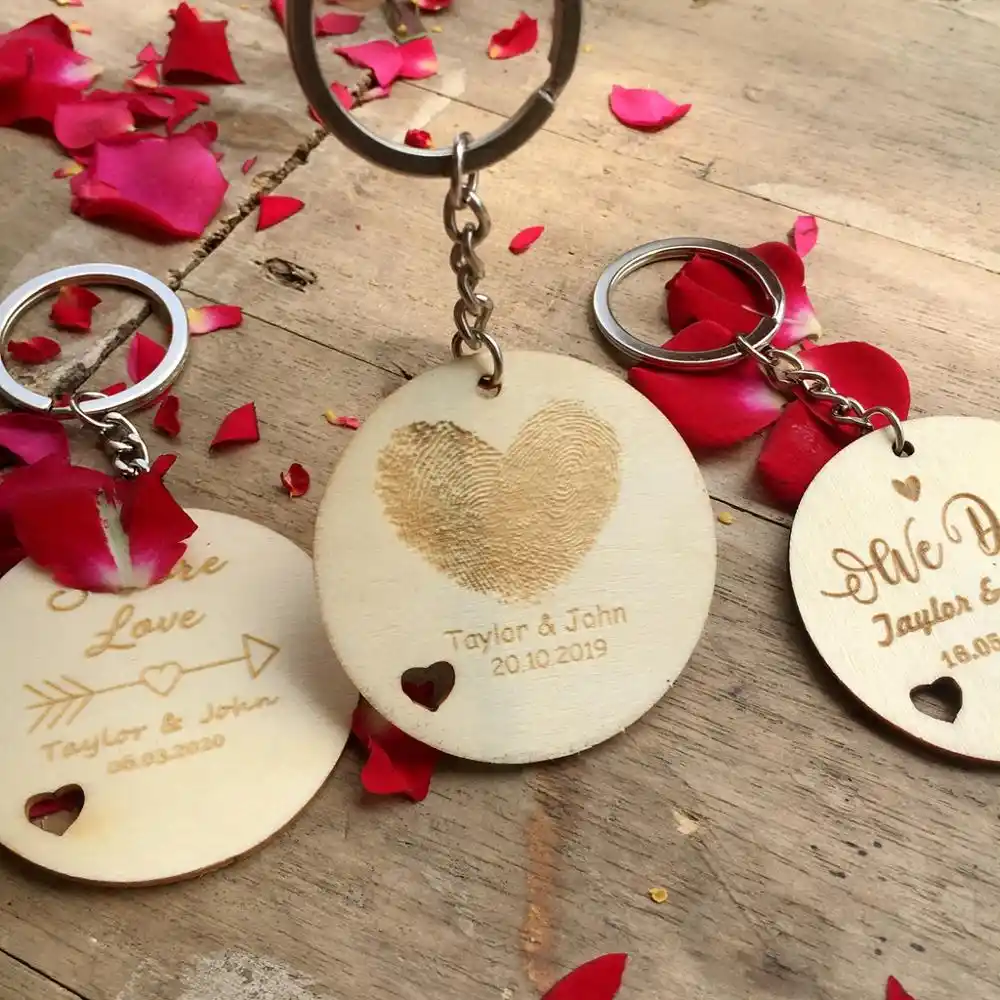 50PC Custom Personalized name date heart diy keychain ...