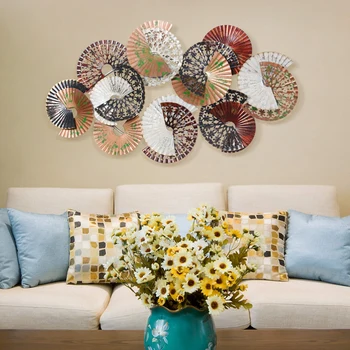 

American Wrought Iron Colorful Round Shape Wall Hanging Crafts Home Livingroom Sofa TV Background Wall Sticker Mural Decoration