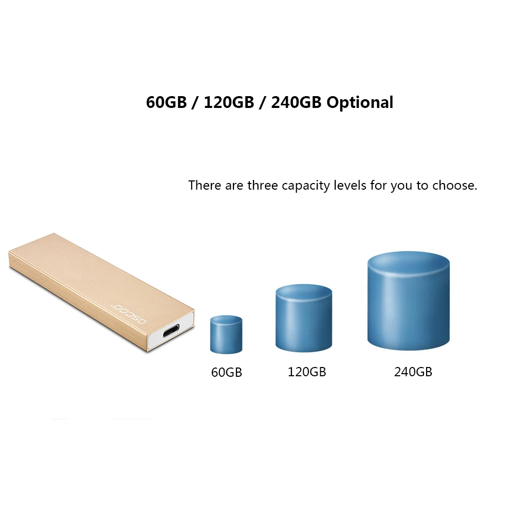 OSCOO SSD 60GB 120GB 240GB Portable Mini External Solid State Drive USB