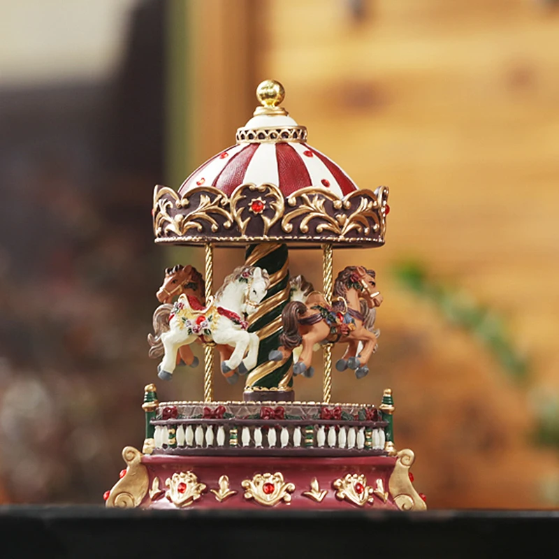 Романтическая музыкальная шкатулка карусель винтажная вращающаяся музыкальная шкатулка Рождественский подарок, необычные подарки, украшение дома