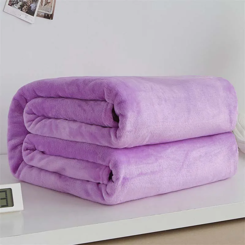 Коралловый флис ткань пледы одеяло диван ковер покрывало для дома и офиса тонкое летнее одеяло Механическая стирка фланелевое одеяло s - Цвет: purple