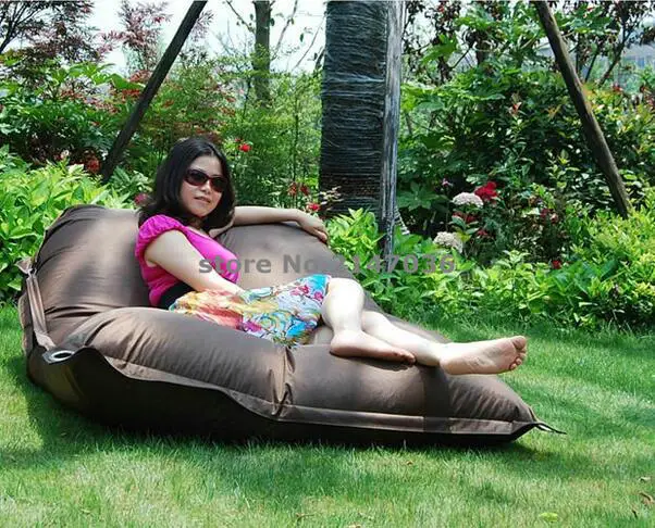 buy Waterproof brown outdoor beanbag chair bed with strapes