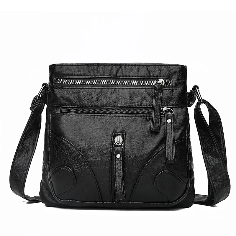 Annmouler moda feminina crossbody saco macio lavado