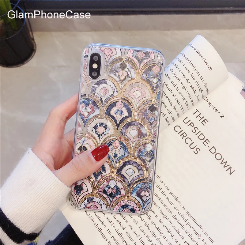 

GlamPhoneCase Quicksand Fish Scales Phone Case For iPhone 7 8 Plus Simple Cases For iPhone XR XS Max 7 6 6S Plus Cover