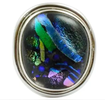 

Lovegem Genuine Dichroic Glass Ring 925 Sterling Silver,Size :7.25, AR3060