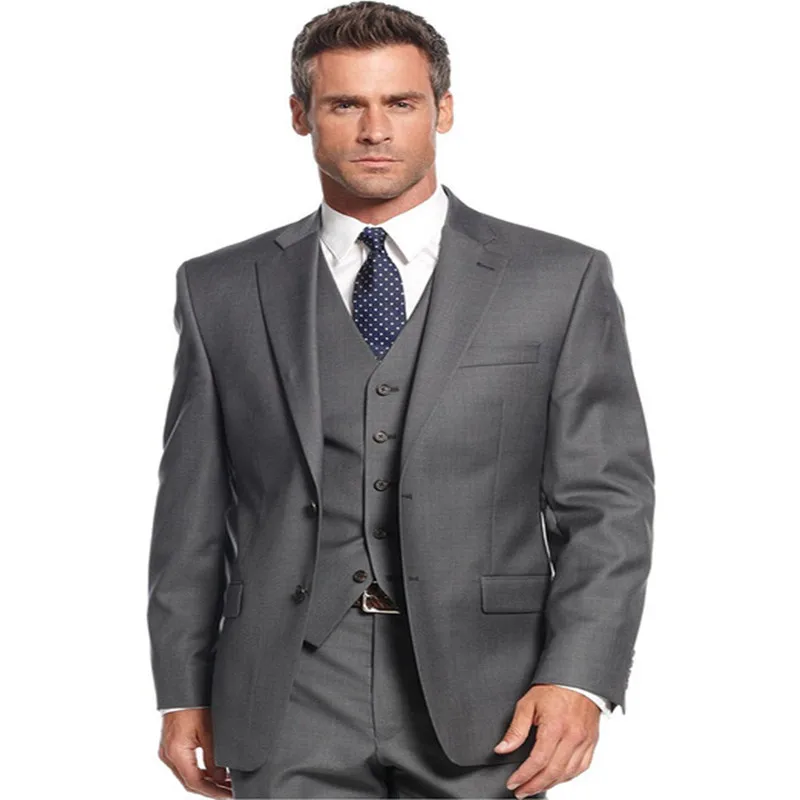 

Dark Grey Single Breasted Mens Suits 3 Pieces Wedding Suits for Men Groom Tuxedos Business Formal Suit (Jacket+Pants+vest+tie)