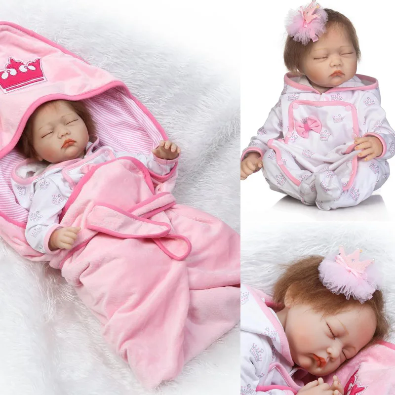 

55cm Silicone Reborn Baby Dolls Baby Alive Realistic Boneca Bebe Lifelike Real Girl Doll Medical mold Reborn Birthday Christmas