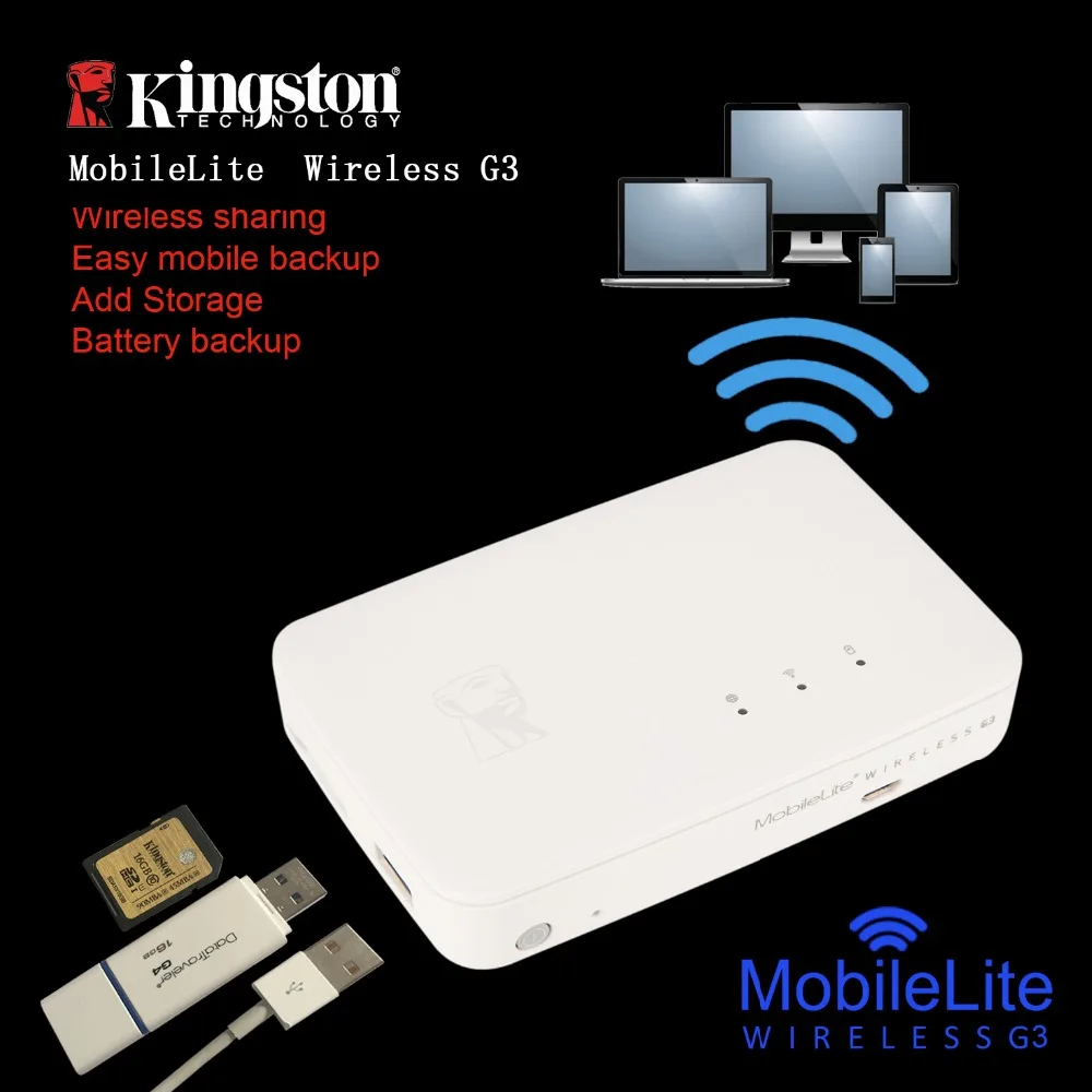 Kingston lector de tarjetas inalámbrico multifunción wifi transmisor inalámbrico de intercambio de datos dispositivo puede ser utilizado como un móvil de potencia - 3