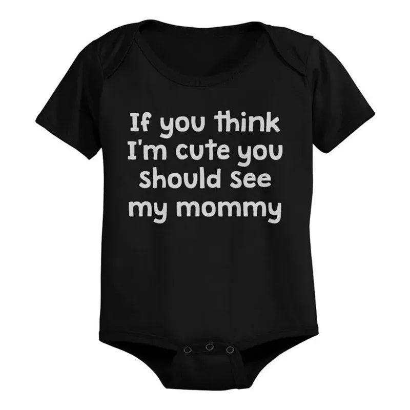 Infant Cool Black Jumpsuit Baby Boys Letter Design Summer Bodysuit