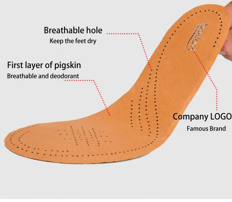 Бокан стельки первый слой из свиной кожи стельки поглощения пота дышащие стельки для обувь для мужчин и женщин